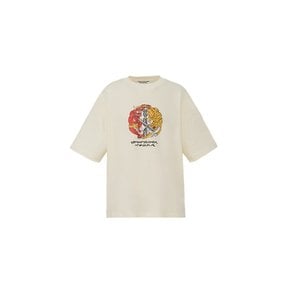오니츠카타이거 남녀 공용 타이거 그래픽 반팔 티셔츠 화이트 2183B618.700