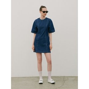 Stitch Denim Mini Dress Blue denim