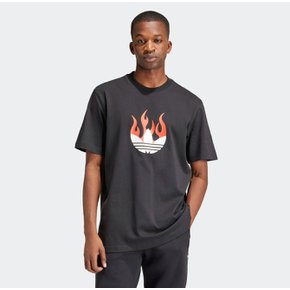 [남녀공용] 플레임스 로고 티셔츠 IS0178 아디다스오리지널 그래픽 면 반팔티셔츠 블랙