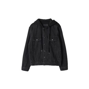 Remake hoodie denim jacket_black