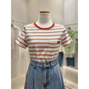 [부산점] [부산점] 라운드넥 컬러배색 스트라이프 티셔츠 (NJW4ME527)