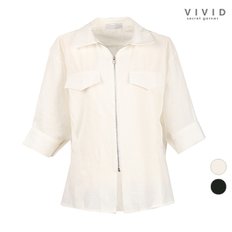 VIVID 여성 여름 포켓5부 집업 점퍼형 자켓