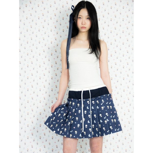 Rabbit full of nautical ballads pleated skirt navy