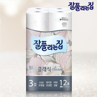 땡큐온 잘풀리는집 화이트 깨끗한 3겹  27M 12롤 x1팩_P302769424