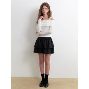 mesh layerd mini cancan skirt - black