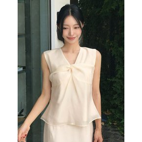 [44 SIZE 추가] Twisted Layer Sleeveless Blouse /  Cream Yellow(2color)
