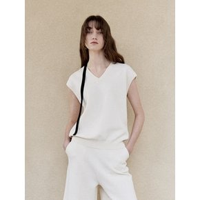 V Neck Boxy Vest Ivory