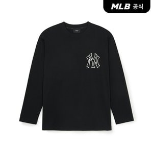 MLB [코리아공식] 베이직 메가로고 루즈핏 긴팔 티셔츠 NY (Black)