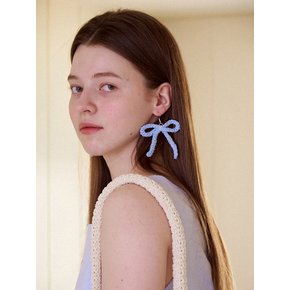 No.201 / Ribbon Crochet Earring (Silver 925) _ Sky