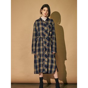 [리퍼브]DRAPE PLACKET CHECK LONG SHIRTS