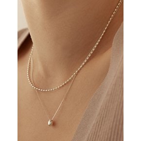 [연말 스페셜 6mm+10mm 진주귀걸이 증정][925 silver] Oval point necklace