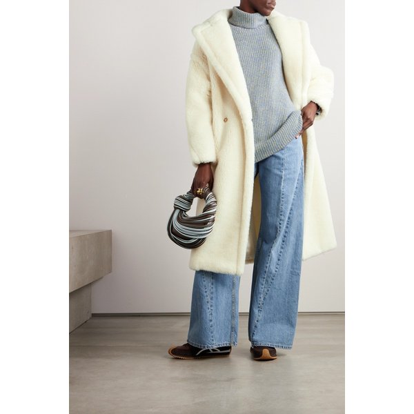 테드걸 더블 브레스트 알파카 울 실크 혼방 코트 아이보리 13452677153309979