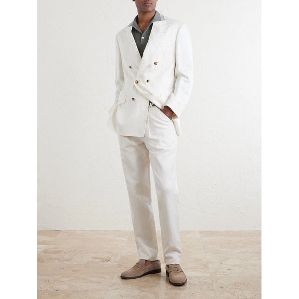 브루넬로쿠치넬리 슬림 코튼 리넨 블렌드 팬츠 46376663163115415