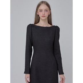 24 FW Calla105 Dear Holly Tweed Dress Black