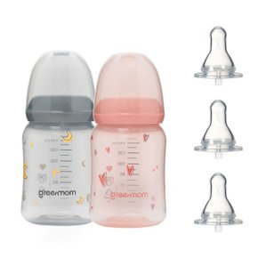 컬러세트 PP슬림 140ml 2개 아이쏙3개  병원용젖병 / 조리원젖병 / 노꼭지 / 슬림형젖병 / 배앓이예방젖병