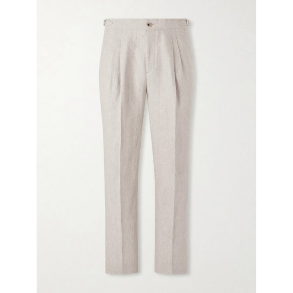 미스터 피 스트레이트 레그 플리츠 리넨 팬츠 46376663163007279