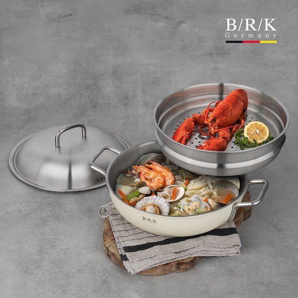 노르딕 통5중 WOK 28cm 크림 화이트(스티머 포함)