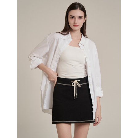 이터널 모먼트 Twin Stitch Mini Skirt _ Black