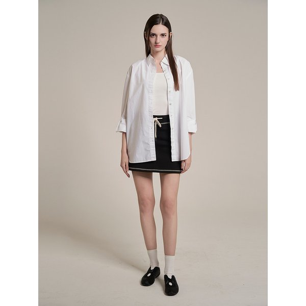 Twin Stitch Mini Skirt _ Black