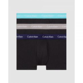 5206281 Calvin Klein Cotton Stretch Low Rise Trunks 3-Pack - Black ,Cool Water  Grey Sand