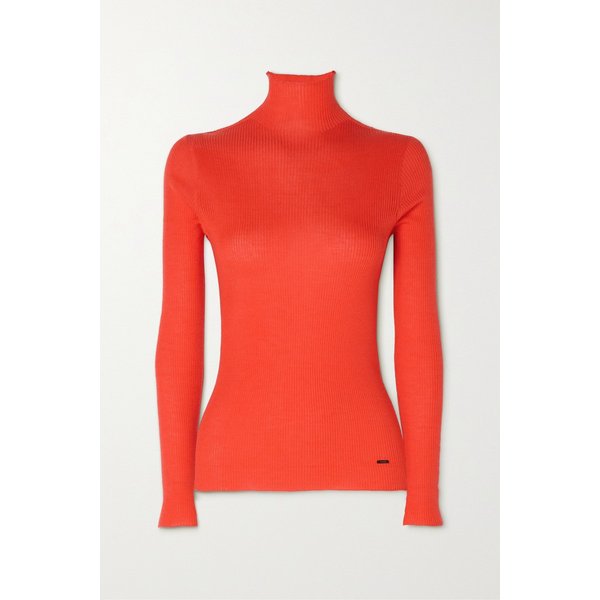 Ribbed Cashmere And Silk-blend Turtleneck Sweater 레드 46376663162752424