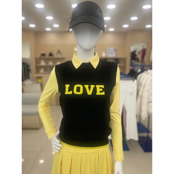 [여주점] 여성 레터링포인트 라운드넥 니트 베스트 GQ122LKV21 BLCK