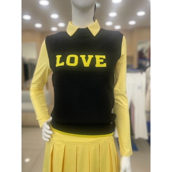 [여주점] 여성 레터링포인트 라운드넥 니트 베스트 GQ122LKV21 BLCK
