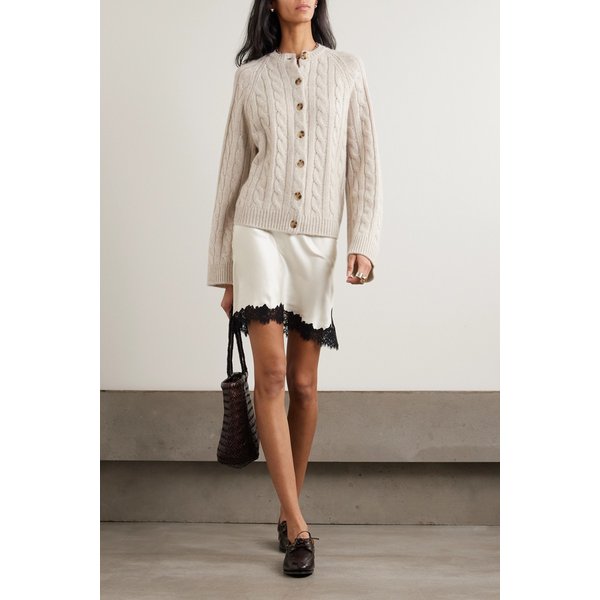 도엔 줄리에트 레이스 트림 플로럴 실크 샤무즈 스커트 46376663163005216