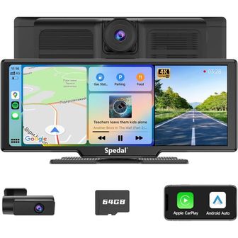  독일 카플레이 모니터 Spedal Wireless Apple CarPlay Android Car Stereo with 4K 프론트 카메