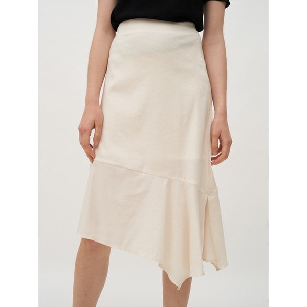 TTR LINEN UNBLANCE FLARE SKIRT 2COLOR