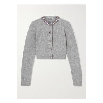 셀프포트레이트 크리스털 장식 골지 니트 가디건 그레이 46376663162915067