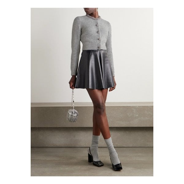 크리스털 장식 골지 니트 가디건 그레이 46376663162915067