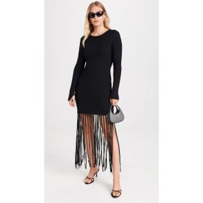 4960945 GANNI Melange Knit Fringe Mini Dress