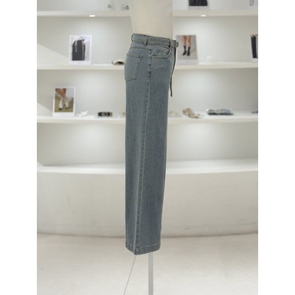 [여주점] 여성 와이드핏 벨티드 데님 팬츠 (L261PSA405)