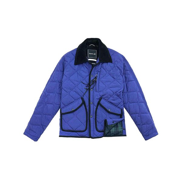 INDIGO QUILTED NYLON DOLMAN SLEEVE HALF COAT