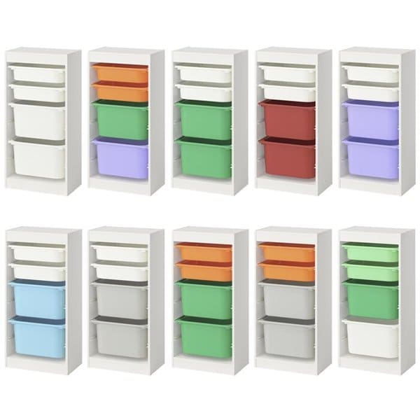 TROFAST 트로파스트 수납장+바구니4개 프레임 화이트 46x30x95cm/서랍장/정리함