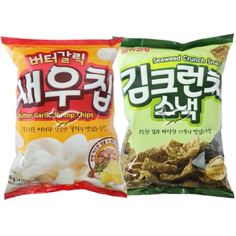  아리랑 스낵 2종 김크런치/1개+버터갈릭새우칩/1개 총2개