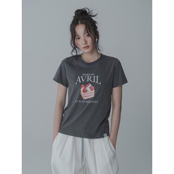 [리퍼브]STRAWBERRY CAKE TSHIRT_CHARCOAL