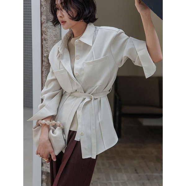 로우트윌 핀턱 벨트 셔츠자켓