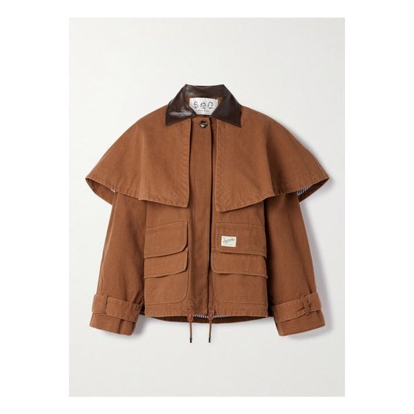 캐롤린 케이프 이펙트 코튼 캔버스 재킷 카멜 46376663162873825