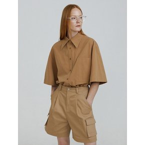 WILLOW cotton half sleeve shirts [brown]