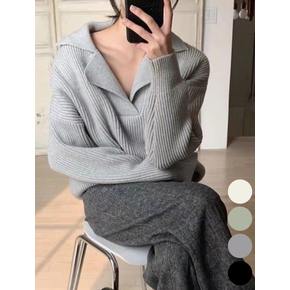 루즈핏 카라 데일리 하찌 긴팔 니트(WIACNT050)