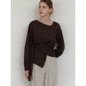 comos 1214 unbalance wrap blouse (brown)