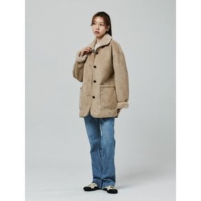 Suede Mink Fur Mustang Coat [BEIGE]