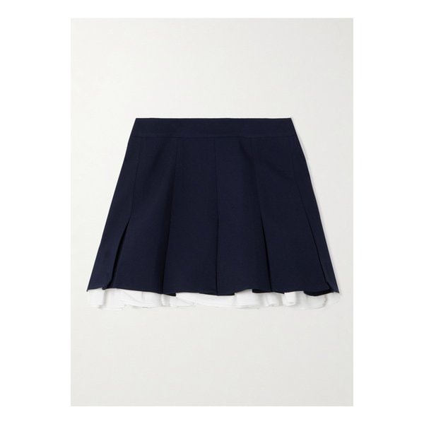 레이어드 플리츠 그랑 드 푸드르 울 실크 혼방 미니 스커트 네이비 46376663162888980