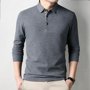 남성 데일리 골프 티셔츠 피케 긴팔티 남자 무지 상의 카라티