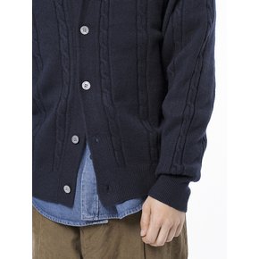 Dense Cable Collar-neck Cardigan - Navy /M243OT02NY