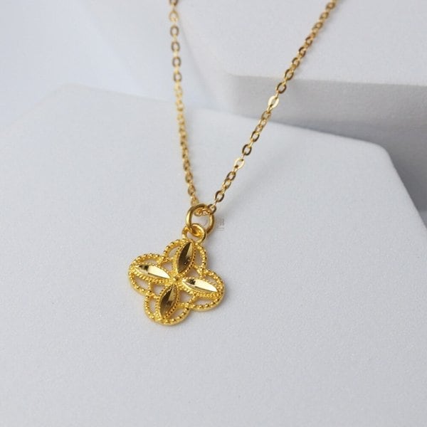 [가앤] 24k순금 행운 구슬 크로버 목걸이3.75g