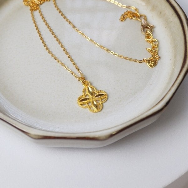 [가앤] 24k순금 행운 구슬 크로버 목걸이3.75g