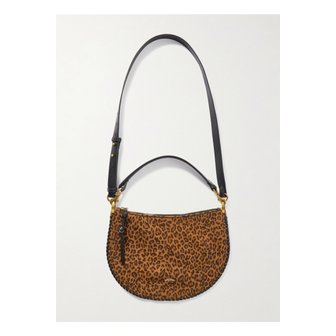 이자벨마랑 오스칸 소프트 가죽 트리밍 레오파드 프린트 스웨이드 숄더 백 46376663162889728